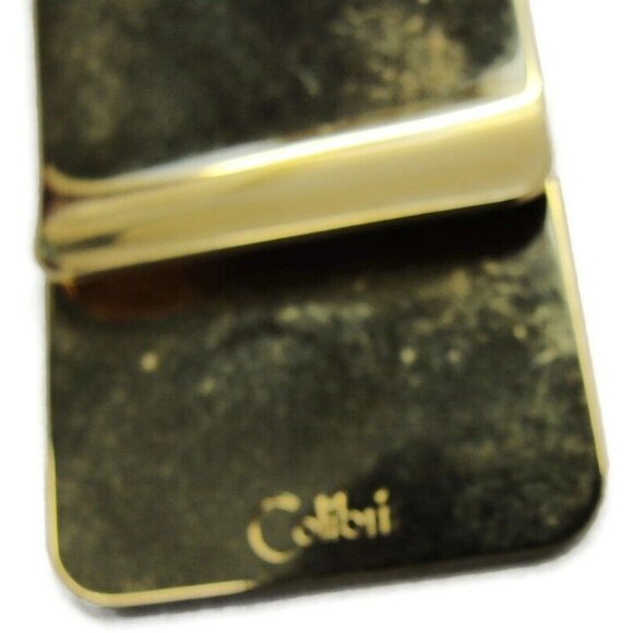 Calibri Gold Tone Floral Etched Monogramable Money Clip Stainless Steel Wallet - Picture 5 of 8